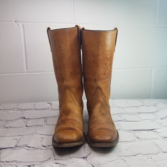 Vtg 70s wrangler mushroom leather campus boots - Picture 14 of 15